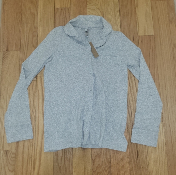 NWT SKIMS COTTON BLEND JERSEY PAJAMA SET IN LIGHT HEATHER GREY SIZE XXS - Picture 6 of 9